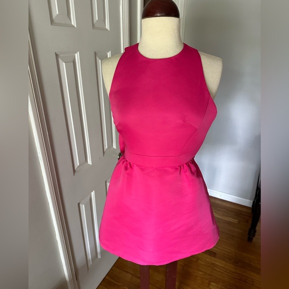 Kate Spade Satin Faille Bow Back Mini Dress, Size 00 in Cabaret Pink - Picture 5 of 11